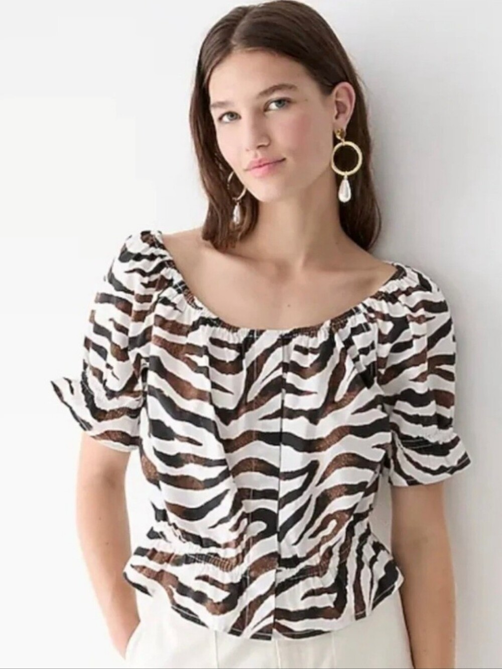 J. Crew Current Season Gathered Scoopneck Top Large $80